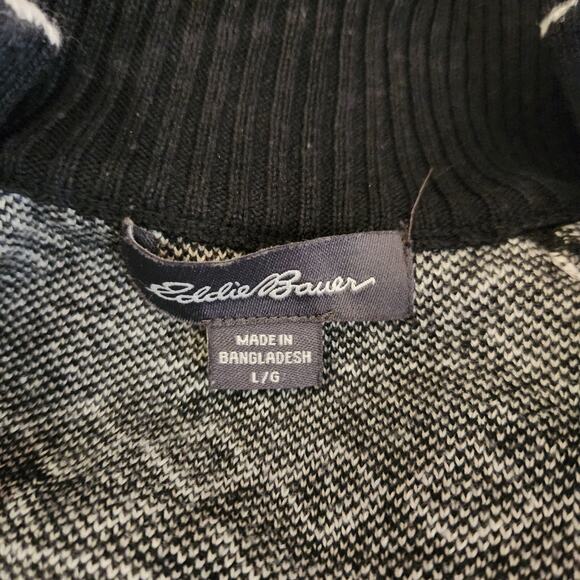 Eddie Bauer Women's Large 1/2 Zip Pullover Mock Neck Sweater White and Black - Picture 8 of 10